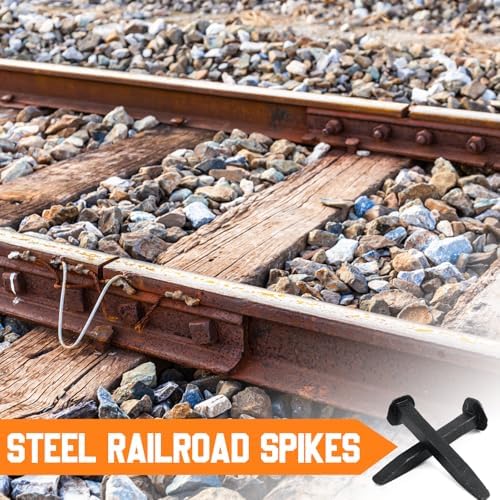 Yinkin 20 Pcs 6.5'' Railroad Spike Carbon Steel Rail Road Spike Ties, Black