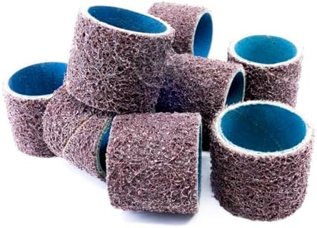 Benchmark Abrasives 1-1/2" x 1-1/2" Non Woven Surface Conditioning Sanding Bands, Spiral Bands Rotary Sander for Drill & Die Grinder, Metal Polishing Sanders for Woodworking Tool (10 Pack) - Medium