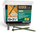 Deck Plus Deck Screws, #10 x 3-1/2in, 275 Pack, 5lb Box, Green
