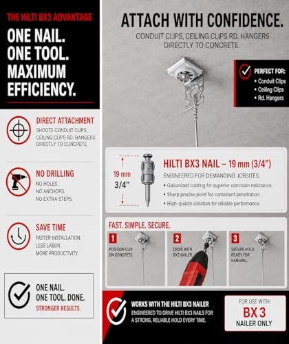 BX3 ¾″ Concrete Nails For Hilti BX3-1,000 X-P B3 MX CONCRETE NAILS Compatible