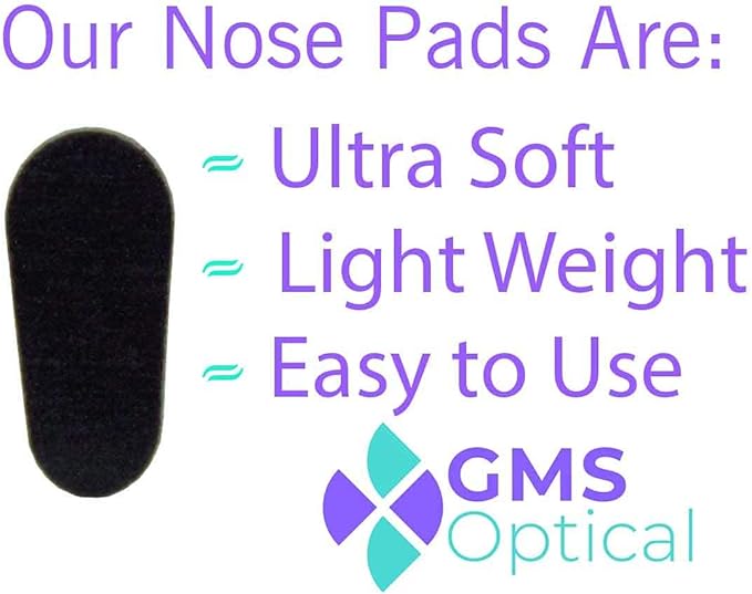 GMS Optical Soft Foam Self-Adhesive Nose Pads for Glasses, Sunglasses, Eye-wear, and More – 15mm (15 Pair, Black)