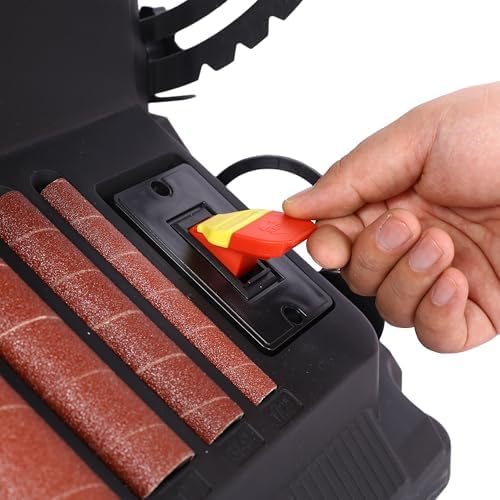 High-Efficiency Black Vertical Oscillating Spindle Sander & Belt Sander - Compact 2 IN 1 Woodworking Machine Featuring Tough Steel for Superior Sanding Quality