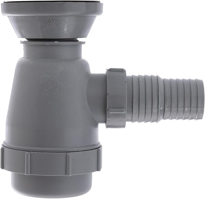 Ambassador Marine - 2 inch Drain, Trap Sink Drain, 1-1/4 inch & 1-1/2 inch Hose Barb, w/Chain Stopper - Brushed Finish - S00-0109-BP-W