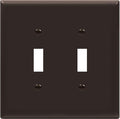 ENERLITES Toggle Light Switch Wall Plate, Gloss Finish, Midway Size 2-Gang 4.88" x 4.92", Unbreakable Polycarbonate Thermoplastic, UL Listed, 8812M-BR, Brown