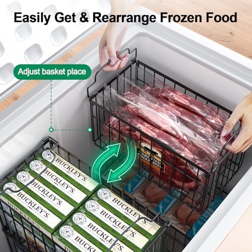 Freezer Organizer Bins, 6 Pack Big Baskets for 5/ 7 Cu.FT Deep Freezer