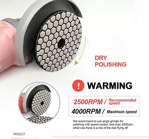 SHDIATOOL 7PCS 4-Inch Dry Diamond Polishing Pads 3000 Grit for Granite