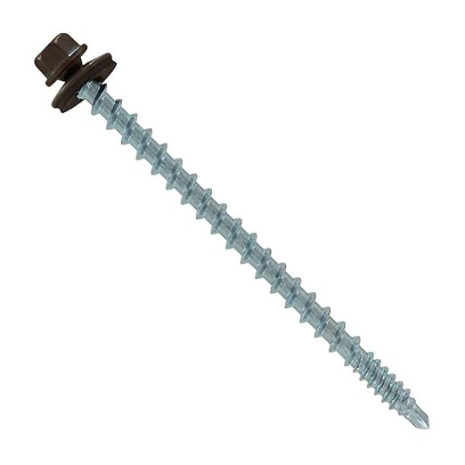 Fasteners Plus ST Fastening Kwikseal Woodbinder Metal to Wood #10 x 3 Koko Brown Screws with EPDM Rubber Washer, 250-Count - Designed for Metal Roofing and Siding Panels