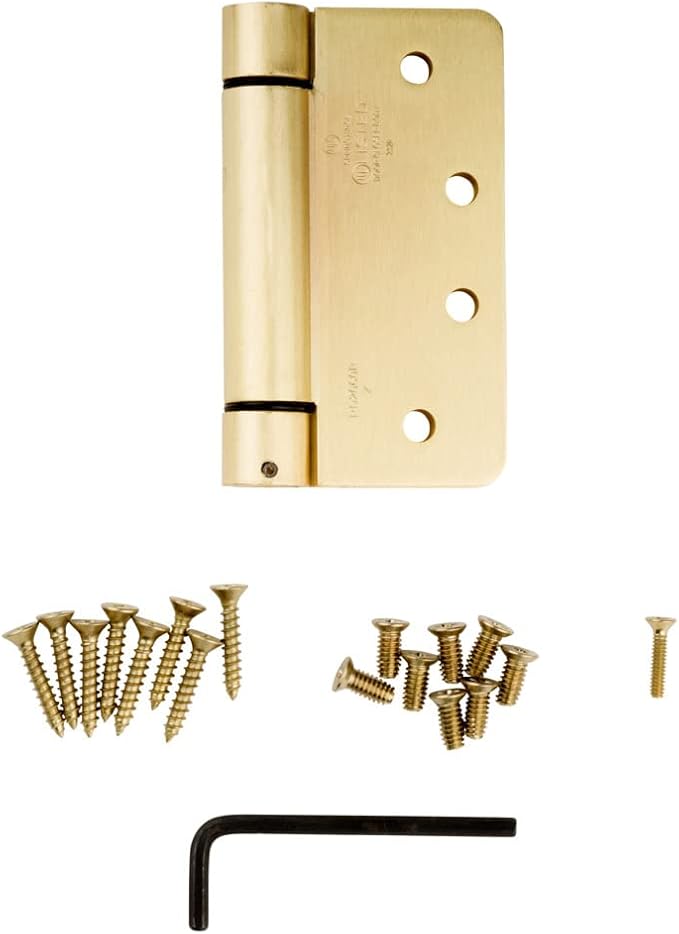 National Hardware N185-207 Spring Loaded Door Hinge 4 in Brass Self Closing Interior Door Hinges with Adjustable Tension Speed Cold-Rolled Steel Butt Hinge Construction