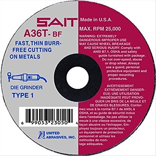United Abrasives-SAIT 23061 A36T Fast Cutting Thin High Speed Cut-Off Wheels 4" x 1/16" x 5/8", 50 Pack