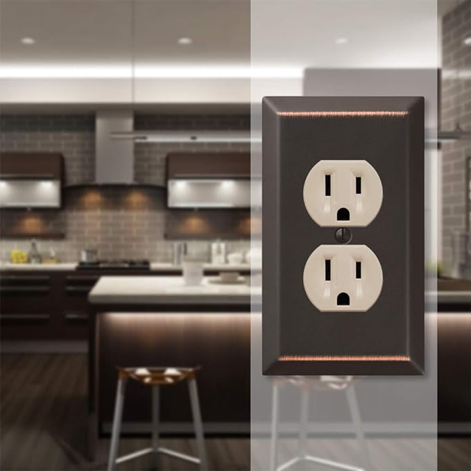 Amerelle 163DDB Century Wallplate, 1 Duplex, Steel, Aged Bronze, 1-Pack