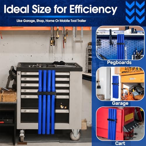 DoubleFill 9 Pcs Welding Rod Storage Set 8 Slot Tig Welding Filler Rod Holder with 8 Pcs 40 Inch Tungsten Electrode Storage Tubes Wall Mount Organizer Welder Tools Supplies(Blue)
