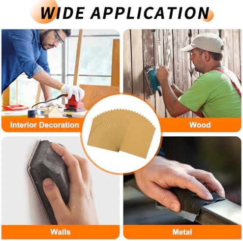 25 Pcs 180 Grit Sandpaper 9 x 11 Inch Sand Paper Alumina Gold