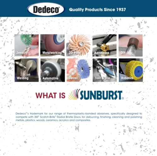 Dedeco Sunburst Radial Bristle Discs 48-Pack - 5/8" Curved - White 120 Grit (Medium) - Aluminum Oxide for Polishing & Finishing