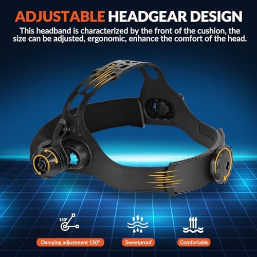 Welding Helmet Auto Darkening,Welding Hood Solar Powered 3.66 * 1.69",Mask With 2 Arc Sensors,Wide Shade 4/9-13 Suitable for TIG, MIG, MAG With Welding gloves （M-001）