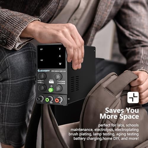 DC Power Supply Variable, 0-120V 0-3A Adjustable Switching DC Regulated Bench Power Supply with High Precision 4-Digit LED Display, 5V/2A USB Port, Coarse and Fine Adjustment SPS-12003
