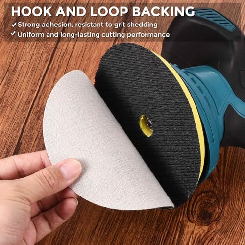 50Pcs Sanding Discs 7In 60Grit Hook and Loop Sandpapers Black