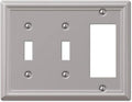 Amerelle 149TTRBN Chelsea Steel Double Toggle/Single Rocker-GFCI Wallplate, Brushed Nickel