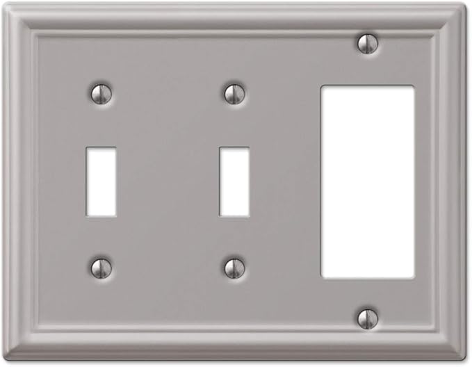 Amerelle 149TTRBN Chelsea Steel Double Toggle/Single Rocker-GFCI Wallplate, Brushed Nickel
