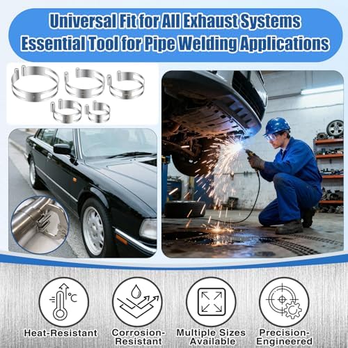 Hicarer 5 Pcs Exhaust Pipe Tacking Band Welding Clamp-on Kit, 2"-4"