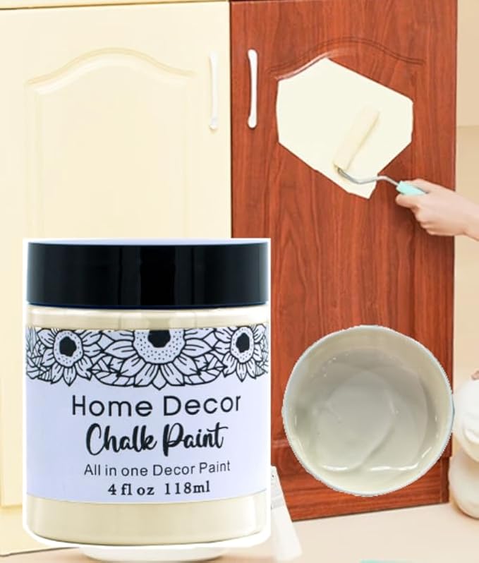 8 * 4OZ PCS Cream Furniture Paint Cream Matte Finish Wood Cabinet Sea Blue Chalk Paste Odorless No Sanding DIY Home Decor Chalk Paint For Wooden Furniture, Crafts, Table, Chair