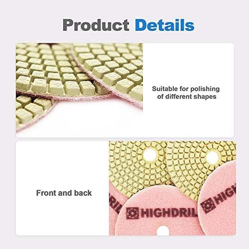 Wet Diamond Polishing Pads - HIGHDRIL 6pcs 4 inch #3000,for Granite Marble Ceramic Artificial Stone Sanding Used on Grinder or Polisher