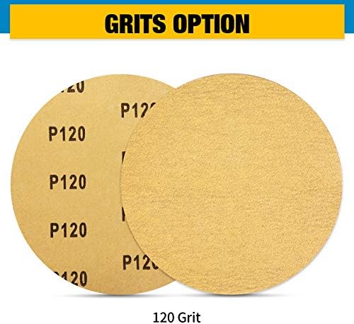 S SATC 100 PCS PSA Sanding Discs 6 Inch Adhesive Backed Sandpaper 120 Grit Sander Attachment for Drill Self Stick Aluminum Oxide Round Automotive Sandpaper with Sticky Back
