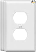 ZEFTV Duplex Wall Plates 1-Gang Switch Outlet Electrical Cover Plate Unbreakable Thermoplastic Faceplate for Light Receptacle Outlet Switch, White (4 Pack)