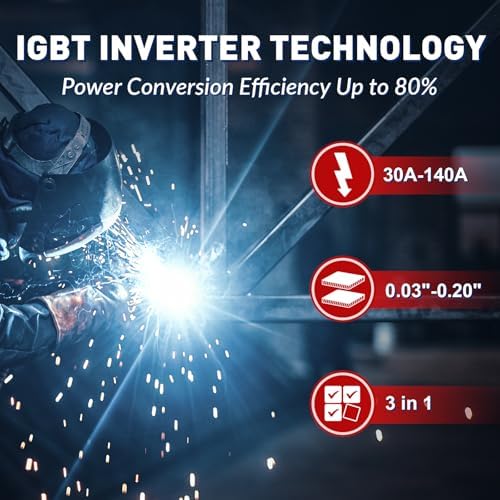 ‌GZ GUOZHI 140A MIG Welder,3-in-1 MIG Welder with FLUX MIG/ARC/Lift TIG Multi-Process,110V Welding Machine,110V Flux Core Welder with Welding Gun(black)