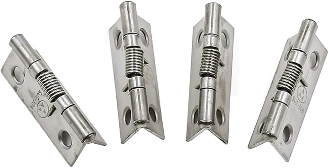 Spring Hinge Self Opening 1.5 Inch Length Stainless Steel Hinge - 4pcs