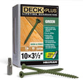 Deck Plus 3-1/2 Inch Epoxy Coated Exterior Wood and Fence Screws #10 x 3-1/2" Torx/Star Drive Included Coarse Thread, Outdoor Rust Resistant Decking Screw, Green, 1lb Box, 55 Pieces | 48407