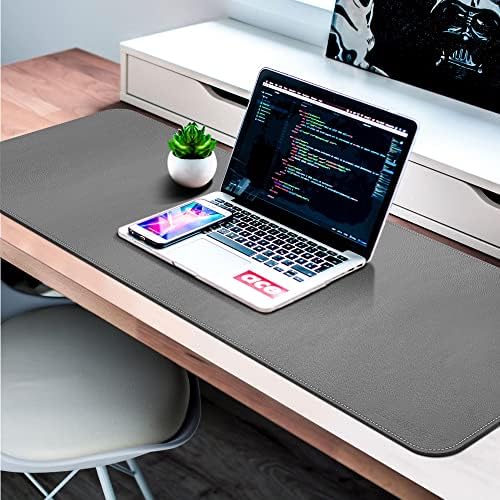 CENNBIE Leather Desk Mat, 55''x19.6'' Extra Large Desk Pad (Grey)