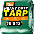 Heavy Duty Waterproof Tarp 10x12 ft, 12 Mil Thick Polyethylene