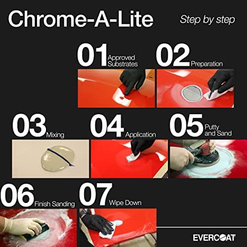 Evercoat Chrome-A-Lite Body Filler for Aluminum, Fiberglass, Galvanized Steel, and More - 0.8 US Gallon, 3L
