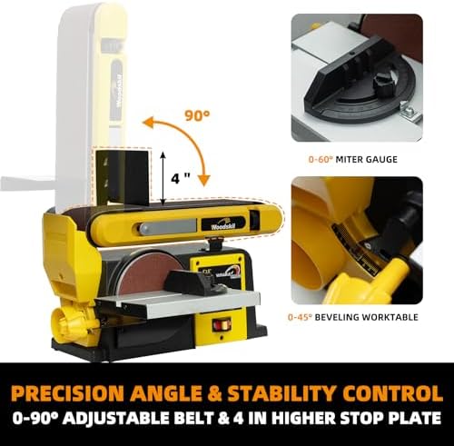 Woodskil 3A Variable Speed Belt Disc Sander for Wood,4x36" Belt,6" Disc