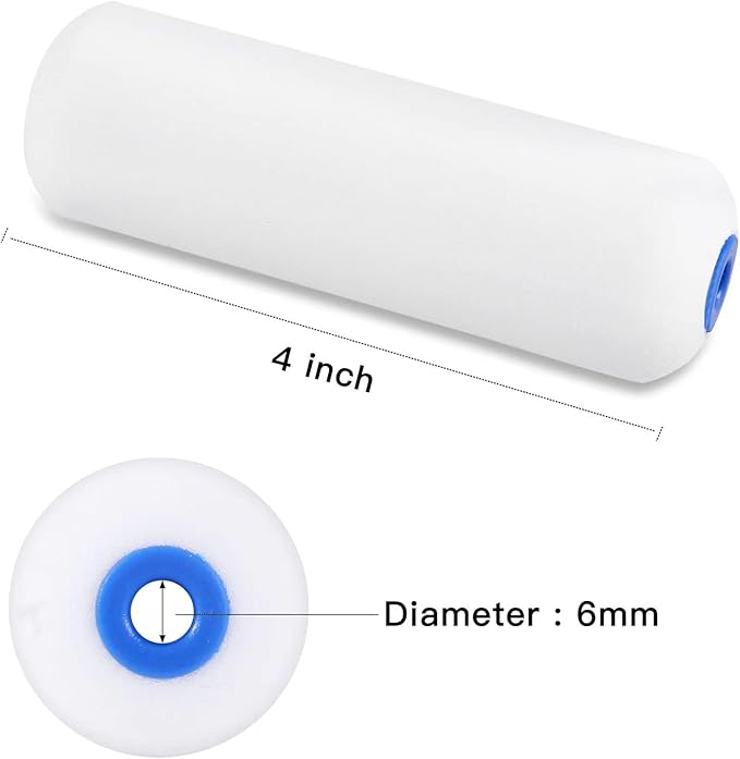 Mister Rui Foam Paint Roller - Small Paint Roller, Mini Paint Roller & Paint Roller Cover 4 inch for Painting Walls, Cabinets, Cupboards, Doors
