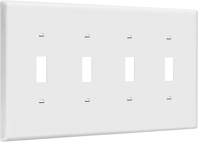ENERLITES Toggle Light Switch Wall Plate, 4-Gang 4.88" x 8.58", Mid-Size, UL Listed, 8814M-W, White