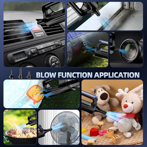MONOZEL Car Vacuum Portable Cordless, 18000Pa 2 in 1 Vacuum Cleaner&Air Duster, 130W Brushless Motor Handheld Vacuum Cordless with 7800mAh Battery, LED Light, Multi-Nozzles for Car, Home, Office, Pet