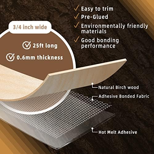 GSCIT Club Birch Edge Banding, 3/4 inch x 25ft roll of Veneer Edge Banding Pre-glued Flexible, Real Wood Tape Banding for Cabinet