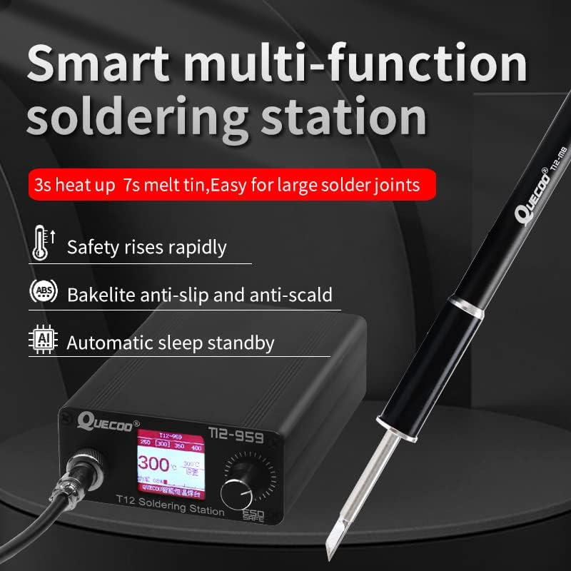 T12-959 Soldering Station Iron Kit, LCD Screen with T12 Soldering Iron Tips, Automatic Standby-Automatically Wake up, for Electronic Repairing With ILS JL02 KU BL BC1 tip (SET5)