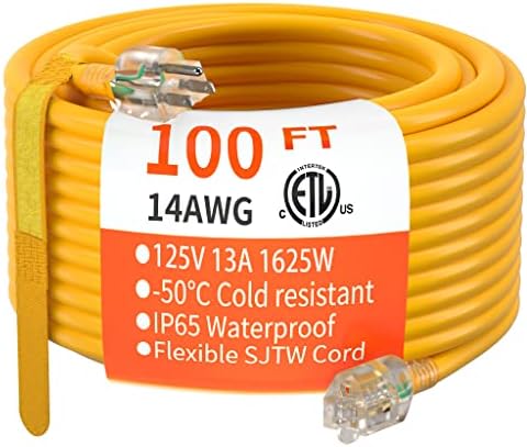 HUANCHAIN 14 Gauge Heavy Duty Outdoor Extension Cord 100 FT Waterproof