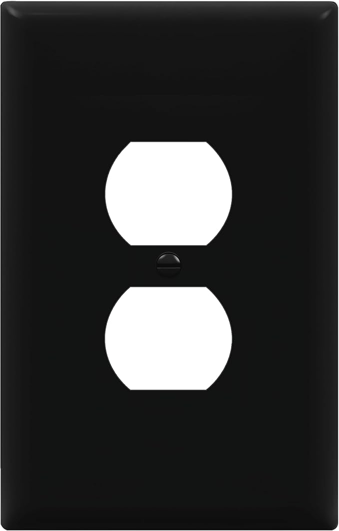 ENERLITES Duplex Receptacle Outlet Wall Plate, Jumbo Electrical Outlet Cover, Gloss Finish, Oversized 1-Gang 5.51" x 3.50", Polycarbonate Thermoplastic, 8821O-BK, Black