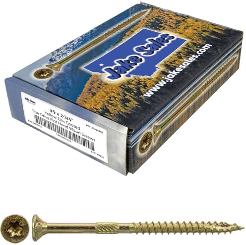 Jake Sales #9 x 2 3/4" Gold Star Wood Screw Torx/Star Drive Flat Head (5 POUNDS - 430 Approx. Screw Count) - Multipurpose Torx/Star Drive Wood Screws