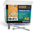 Deck Plus 2-1/2 Inch Epoxy Coated Exterior Wood and Fence Screws #10 x 2-1/2" Torx/Star Drive Included Coarse Thread, Outdoor Rust Resistant Decking Screw, Silver, 5lb Box, 365 Pieces | 48465
