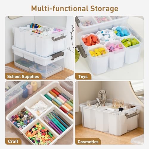 Citylife 17QT 2Packs Clear Craft Organizers and Storage Bins with Lids