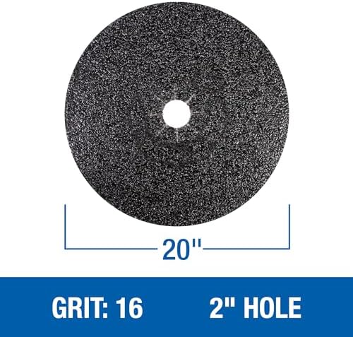 Mercer Industries 430016 Silicon Carbide Floor Sanding Disc, Cloth Back, 20" x 2" Hole, Grit 16X, 20-Pack