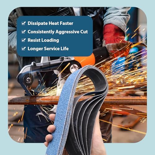 Zirconia Sanding Belts 1-1/2 x 30 Inch 40 Grit for Pipe Belt Sander 10 Pack