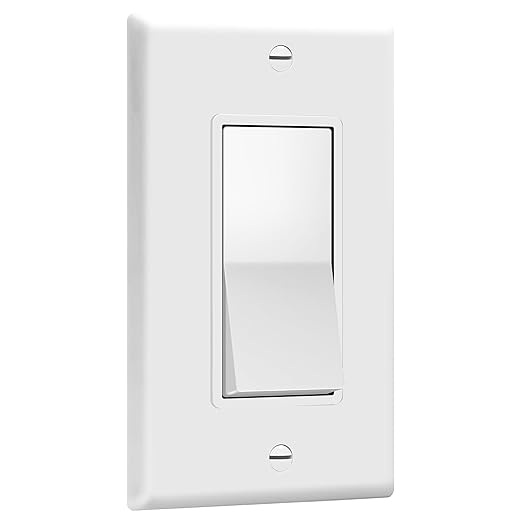ENERLITES Decorator On/Off Paddle Switch with Wall Plates, Single Pole, 3 Wire, Grounding Screw, Residential Grade, 15A 120V/277V, UL Listed, 91150-WWP-10PCS, White (10 Pack)