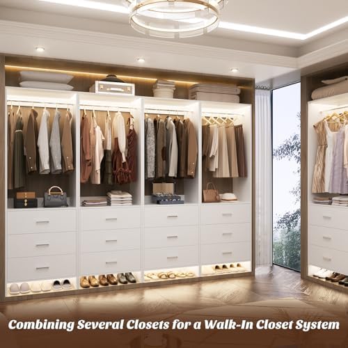 Aheaplus Closet System Closet Organizer, 3.6FT Closets, Set of 2， White