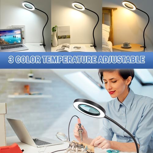 Magnetic Helping Hands Soldering Station with 4 Magnetic Pillars PCB Holder, Magnifying Glass with light, Magnifier with Extra Hand Tool for Electronic Repair Soldering Jewelry Crafts