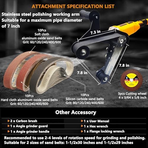 Pipe Tube Polisher Sander,1260W High-Power Industrial Grade Pipe Belt Sander with 6 Variable Speeds,Professional Polishing Tools for Grinding, Polishing,and Rust Removal.